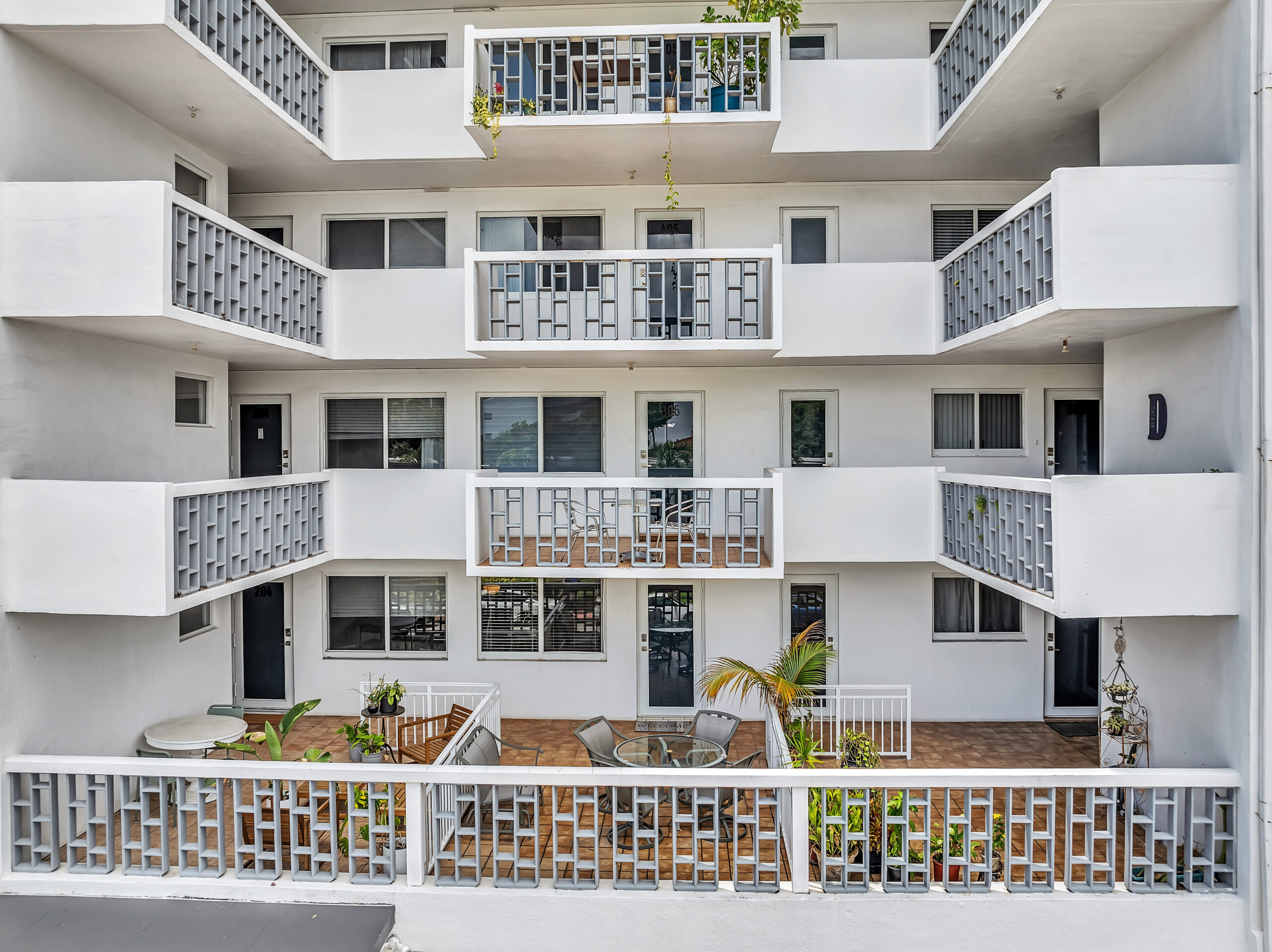 Front exterior view of Lenox Towers Condominium, Miami Beach